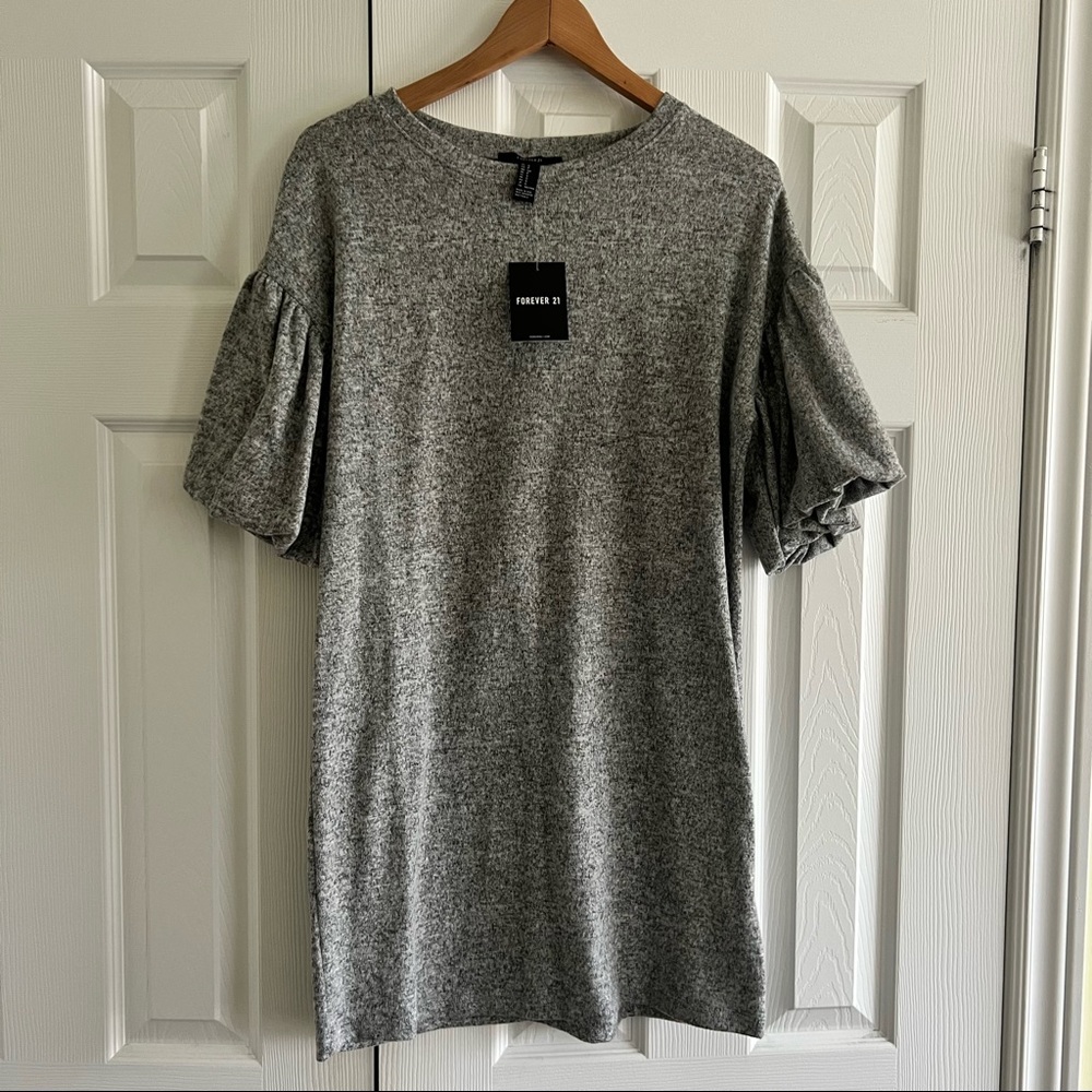 NWT Forever 21 Heather Grey Dress with poof sleeves